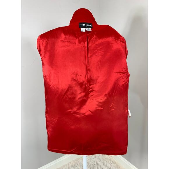 Vintage 90s Red Wool Blazer Fall Winter Christmas Retro Holiday Party Preppy - Picture 8 of 9